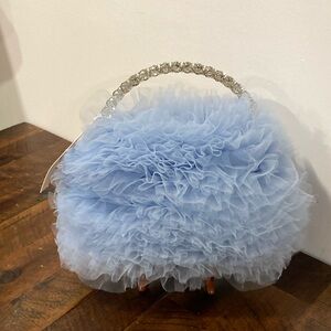 NWT Badgley Mischka Jazzie Blue tulle ruffled purse